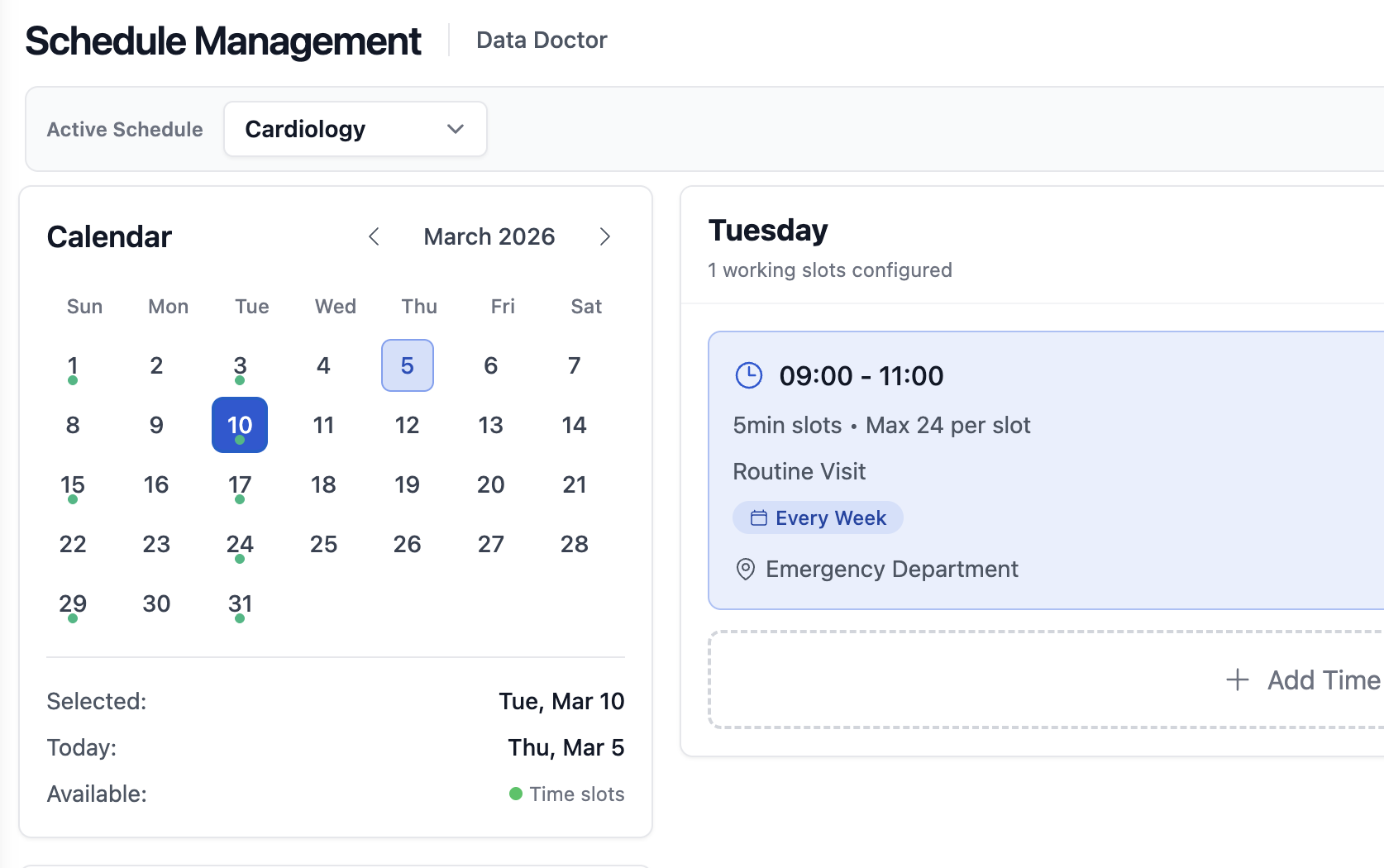 ဆရာဝန်/ကျန်းမာရေးဝန်ထမ်း စီမံခန့်ခွဲမှု interface