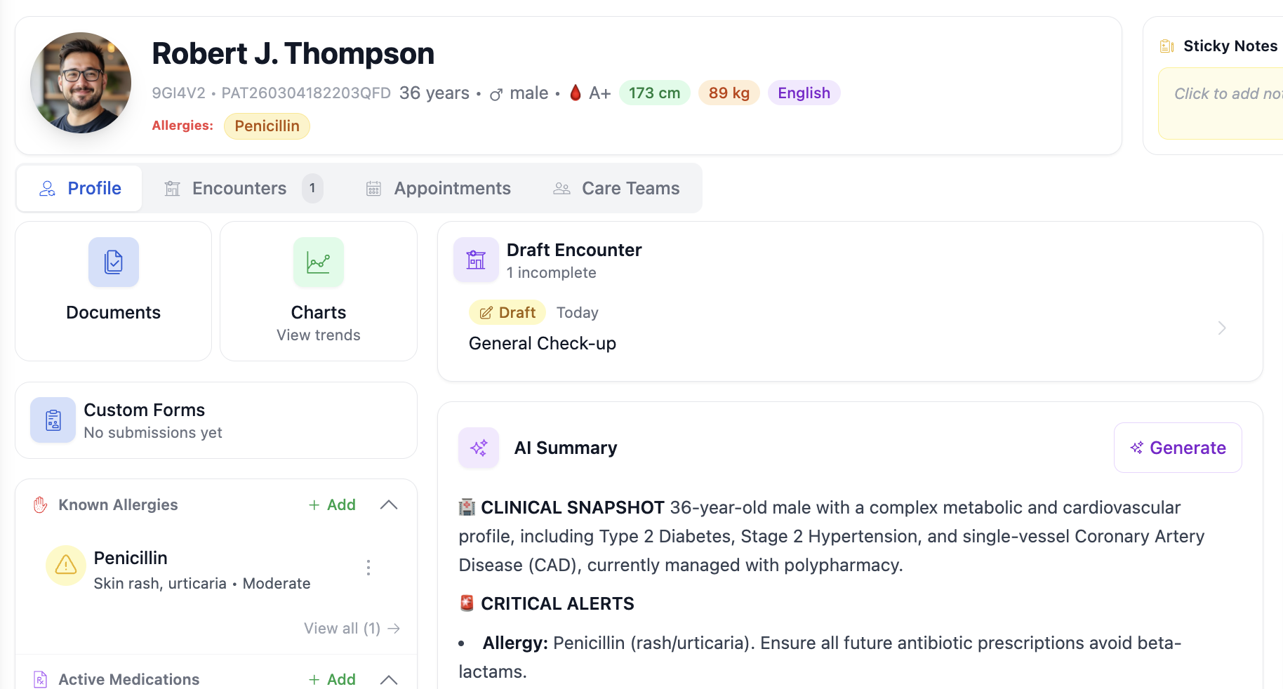 Patient Management interface