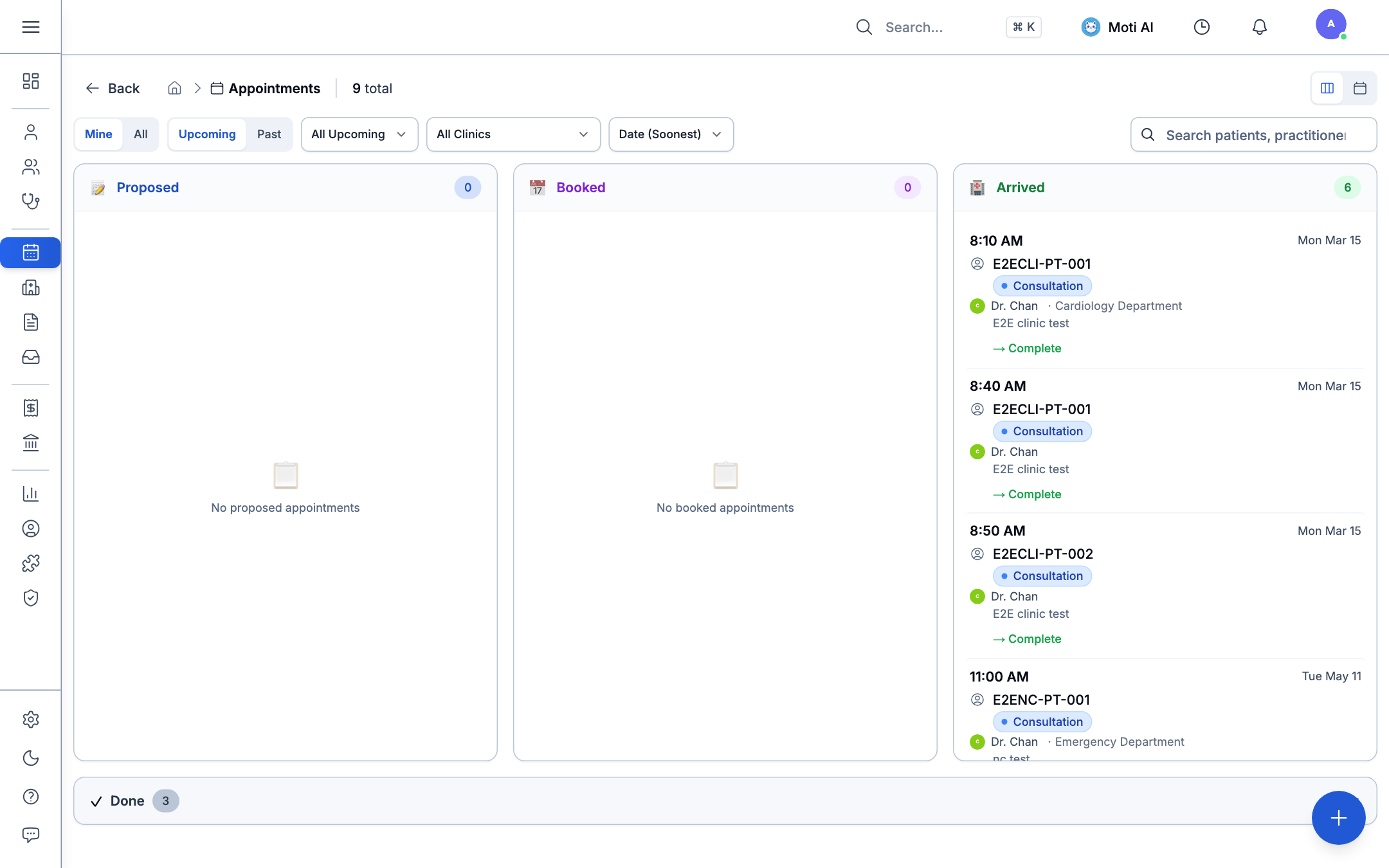 Medaius Dynamic Appointment Kanban Board