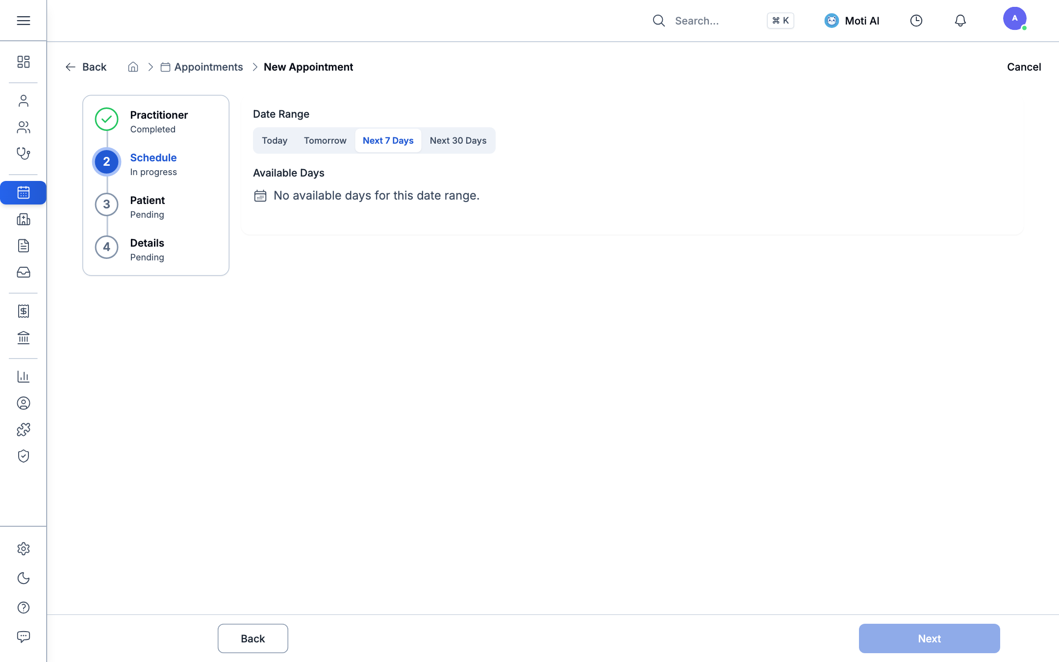 Appointment Booking Wizard - Step 3: Patient Selection & Fast Intake