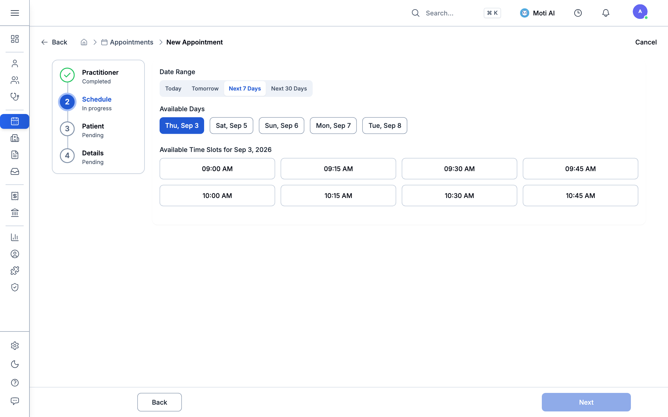 Appointment Booking Wizard - Step 2: Dynamic Available Time Slot Engine