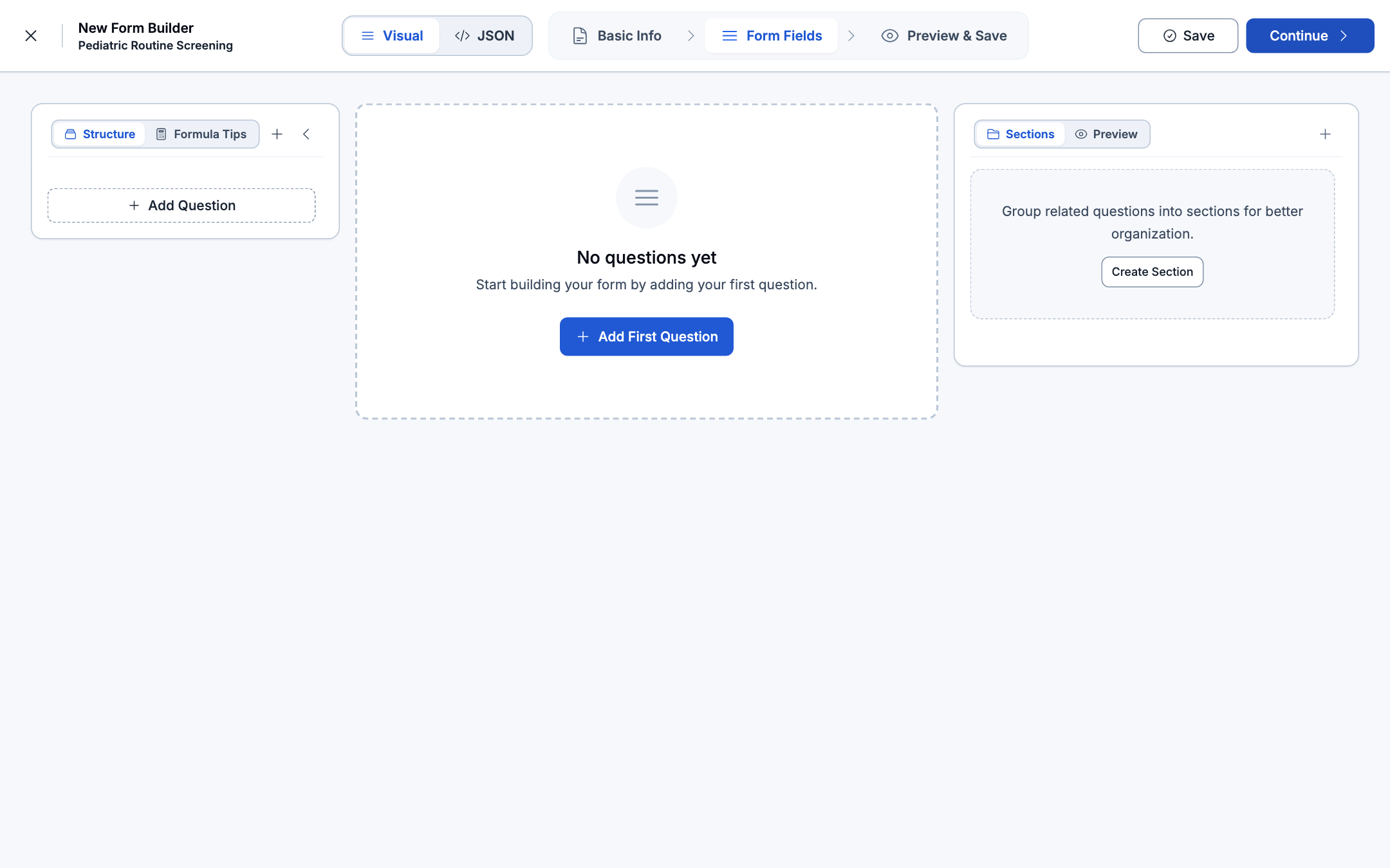 Custom Form Builder - Step 2: Form Fields & Question Hierarchy