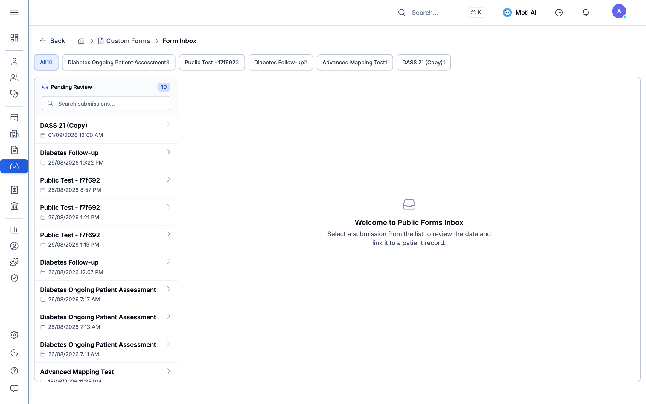 Custom Forms Responses & Public Submissions Inbox