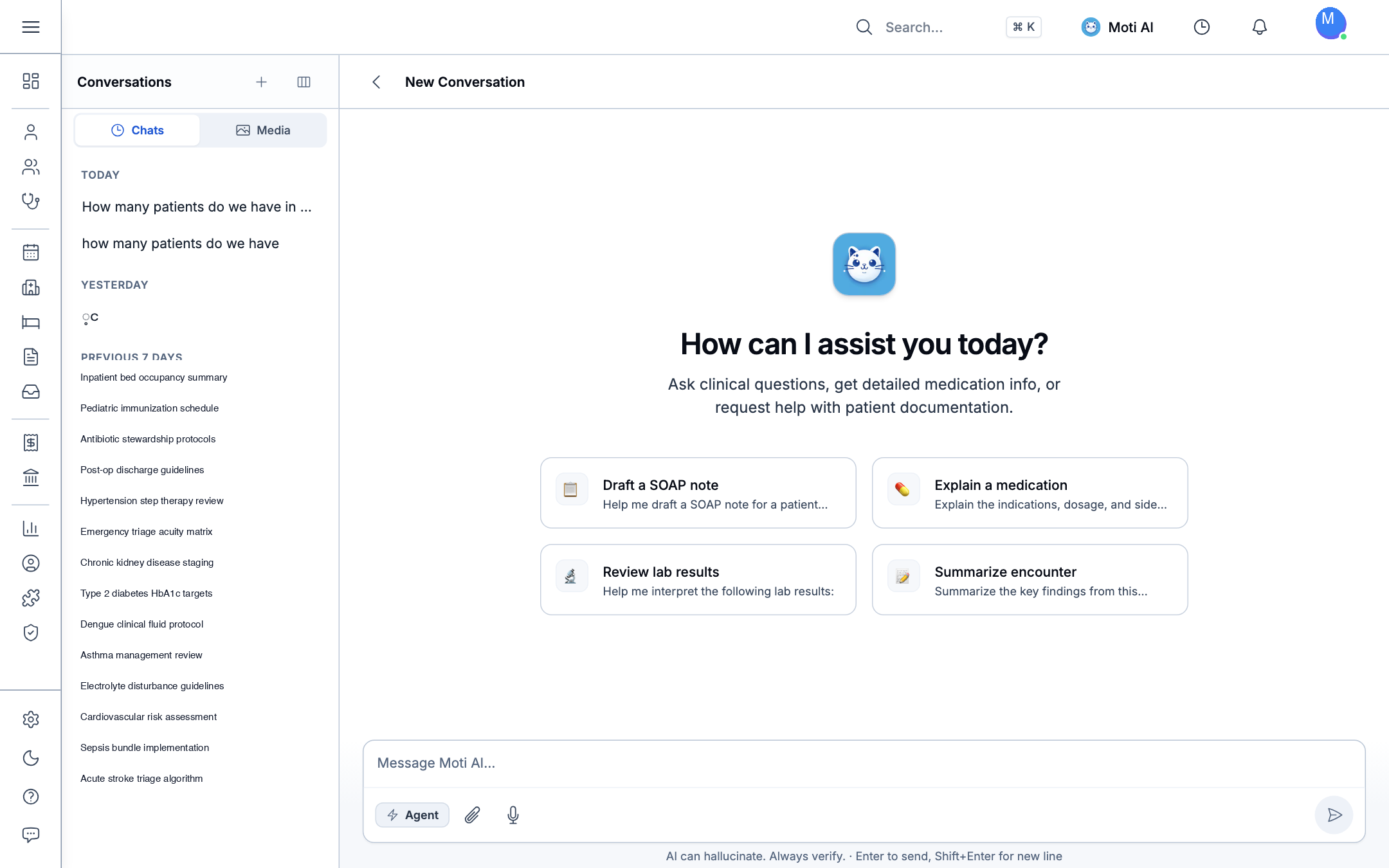 Moti AI Dedicated Full-Page Workspace