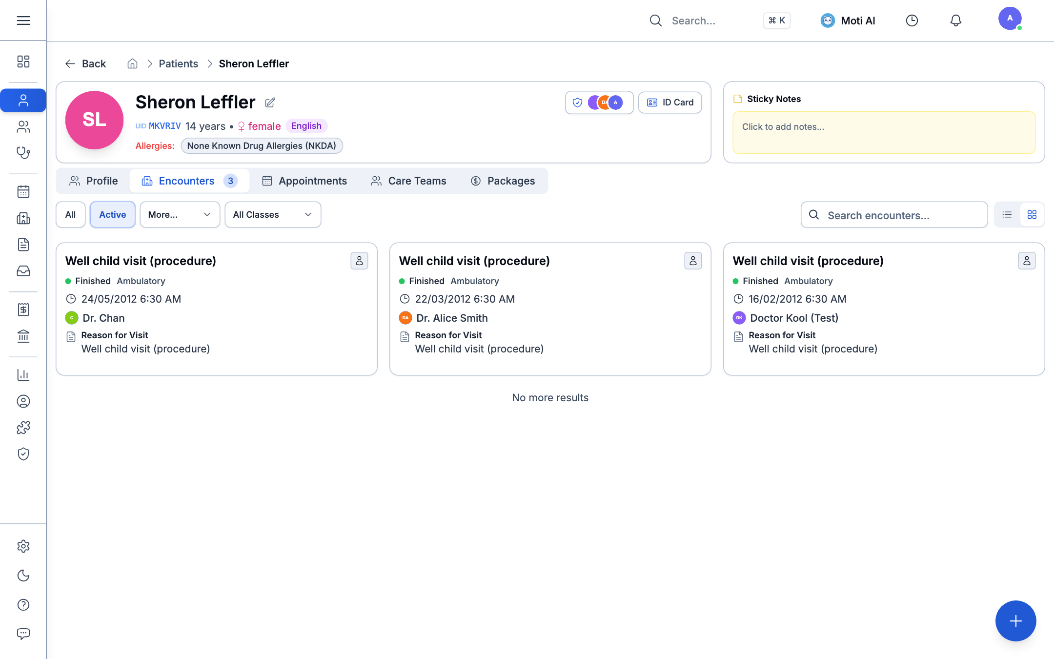 Patient Encounters History and Documentation Status Filter