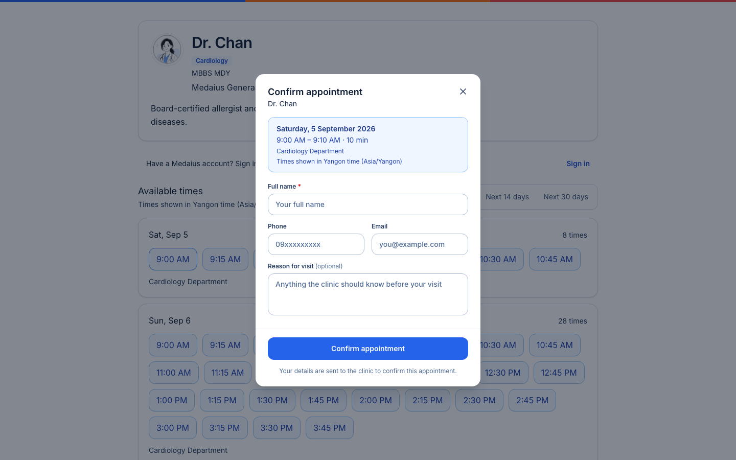 Public Booking Confirmation Dialog