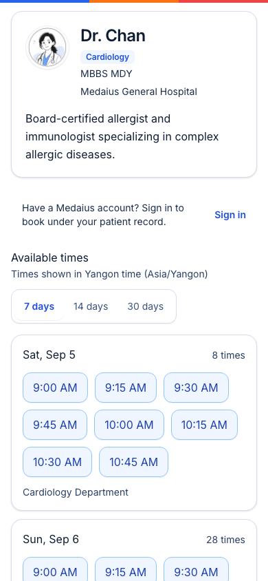Mobile Responsive Public Booking Timetable