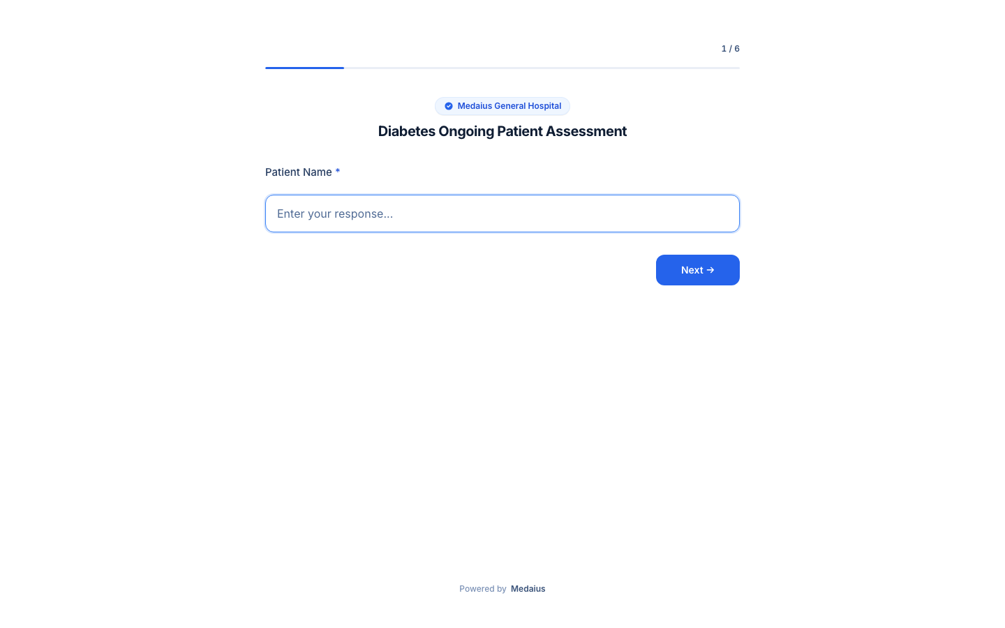 Patient Public Form Experience - Medaius Public App
