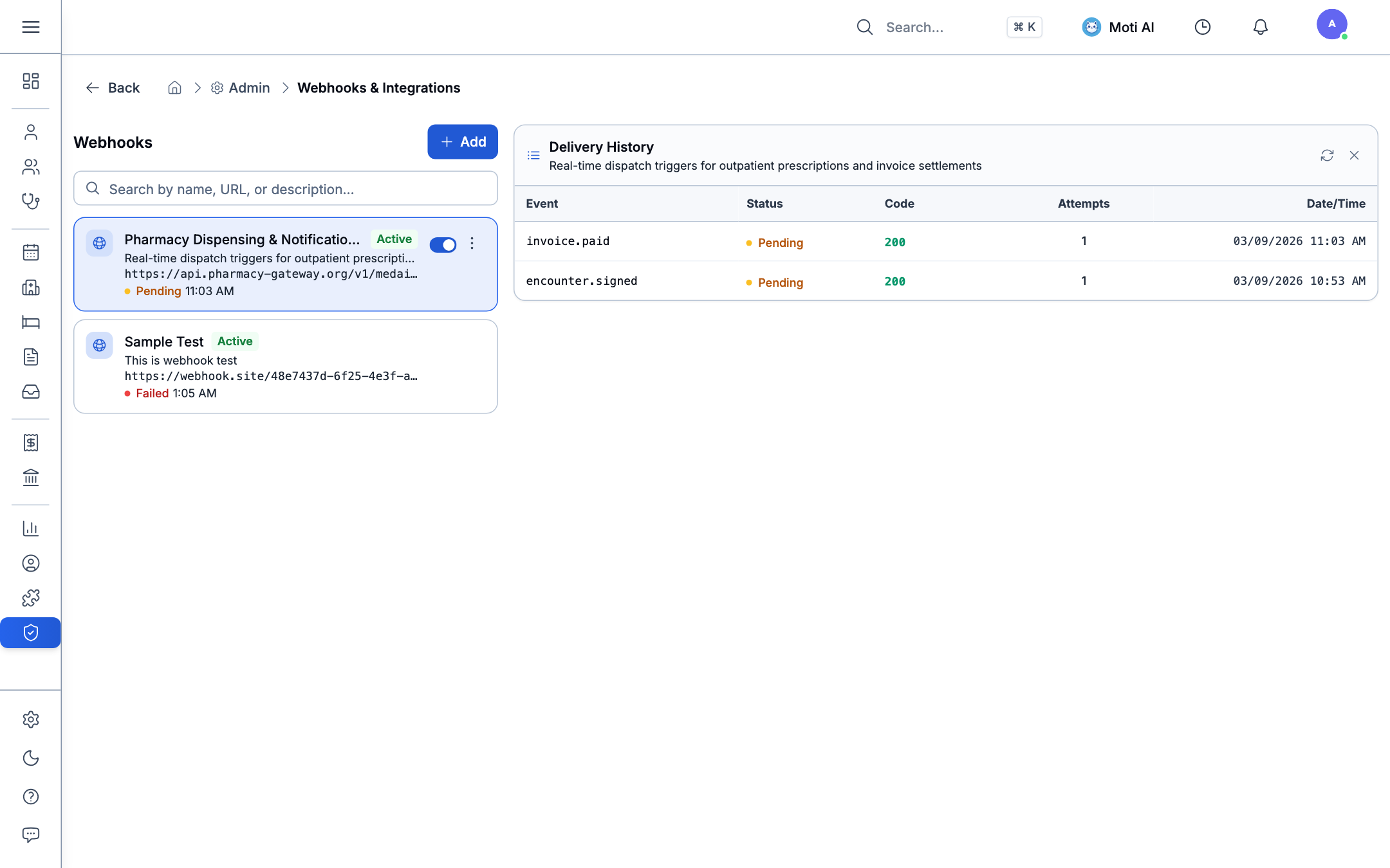Webhooks Configuration and Delivery Logs